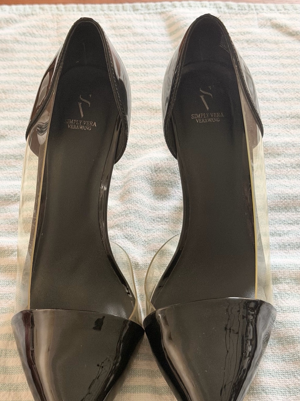 Simply Vera Vera Wang Black Patent & Clear D'Orsay Pumps